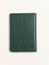 Metallic Letter Graphic Passport Case Crocodile Embossed
