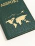 Metallic Letter Graphic Passport Case Crocodile Embossed