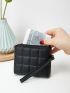 Quilted Coin Purse PU Black For Daily Life
