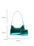 Funky Baguette Bag Metallic Crocodile Embossed