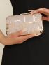 Mini Box Bag Metal Decor Geometric Pattern Chain Strap