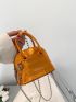 Mini Dome Bag Metallic Crocodile Embossed Double Handle Chain Strap
