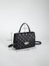 Metal Decor Square Bag Geometric Embossed