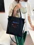 Letter Graphic Shopper Bag Small Double Handle Portable
