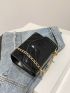 Mini Square Bag Chevron Chain PU