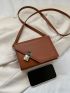 Minimalist Square Bag Mini Flap Brown Elegant