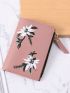 Embroidered Flower Graphic Small Wallet Bifold
