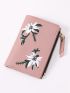 Embroidered Flower Graphic Small Wallet Bifold