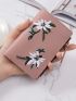 Embroidered Flower Graphic Small Wallet Bifold