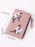 Embroidered Flower Graphic Small Wallet Bifold