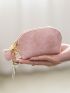 Minimalist Coin Purse Flower Decor Zipper Pink Car Holder Case