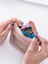 Letter Graphic Card Holder Tassel Decor Zipper Pink
