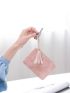 Letter Graphic Card Holder Tassel Decor Zipper Pink