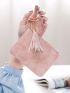 Letter Graphic Card Holder Tassel Decor Zipper Pink