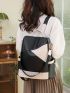 Medium Classic Backpack Colorblock Adjustable Strap Pocket Front For Daily