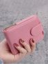 Litchi Embossed Small Wallet With Zipper Credit Card Holder For Daily