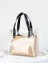 Clear PVC Square Bag Chain Strap With Straw Inner Pouch For Vacation