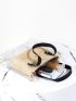 Clear PVC Square Bag Chain Strap With Straw Inner Pouch For Vacation