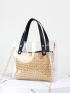 Clear PVC Square Bag Chain Strap With Straw Inner Pouch For Vacation