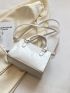 Mini Chevron Pattern Square Bag Beige Fashionable Double Handle For Daily
