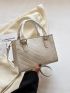 Mini Chevron Pattern Square Bag Beige Fashionable Double Handle For Daily