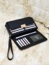 Black Long Wallet Metal Decor Credit Card Holder For Daily
