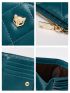 Geometric Pattern Small Wallet Metal Decor With Zipper Credit Card Holder For Daily