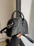 Small Crocodile Embossed Dome Bag Black Elegant Double Handle For Daily