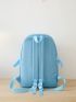 5pcs Backpack Set Colorblock Classic Backpack Shoulder Tote Bag Square Bag Pencil Case With Badges For School