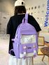 5pcs Backpack Set Colorblock Classic Backpack Shoulder Tote Bag Square Bag Pencil Case With Bag Charm For School