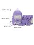 5pcs Backpack Set Colorblock Classic Backpack Shoulder Tote Bag Square Bag Pencil Case With Bag Charm For School