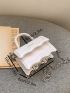 Mini Square Bag Scallop Detail Flap Top Handle For Daily