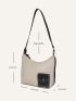 Medium Hobo Bag Pocket Front Decor Adjustable Strap For Work
