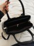 Litchi Embossed Top Handle Bag PU With Bag Charm