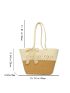 Two Tone Straw Bag Twilly Scarf Decor Vacation