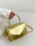 Crocodile Embossed Square Bag Metallic Funky PU