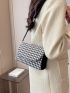 Mini Square Bag Houndstooth Pattern Flap PU