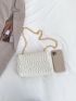 Small Ruched Bag Chain Strap Solid Color Pu