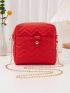 Mini Square Bag Chevron PU Neon Red