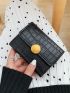 Crocodile Embossed Small Wallet PU Black