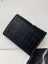 Crocodile Embossed Small Wallet PU Black