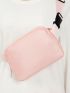 Release Buckle Decor Square Bag Pink Polyester