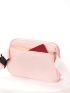 Release Buckle Decor Square Bag Pink Polyester