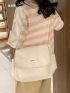 Letter Patch Decor Messenger Bag Adjustable Strap Fashionable Casual Style