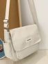Letter Patch Decor Messenger Bag Adjustable Strap Fashionable Casual Style