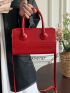 Mini Square Bag Red PU Double Handle