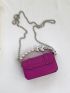 Mini Square Bag Crocodile Embossed Heart Buckle & Faux Pearl Decor PU