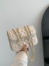 Mini Square Bag Quilted Chain Flap PU