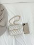 Mini Square Bag Quilted Chain Flap PU