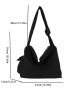 Pocket Side Hobo Bag Black Polyester